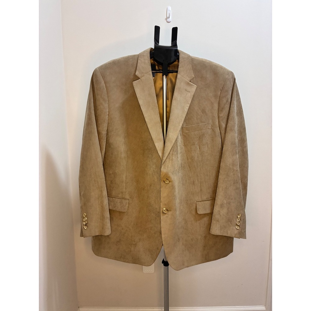 Pronto Uomo Mens Tan Corduroy Blazer Sport Coat 50R Two Button Single Vent